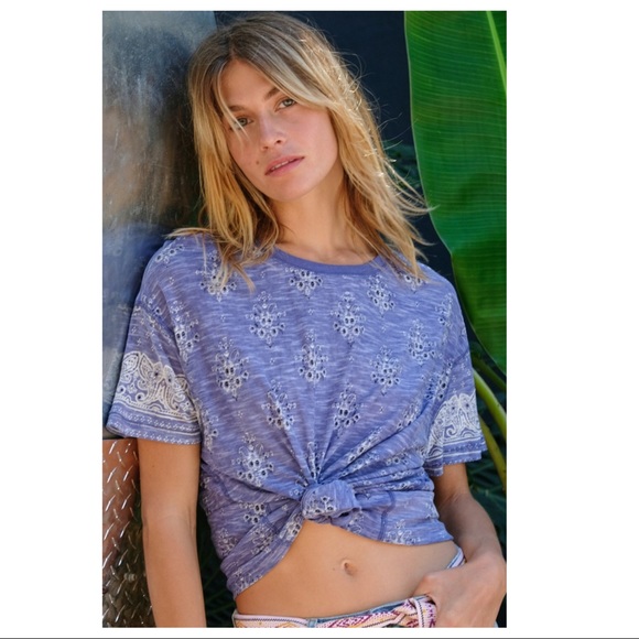 FREE PEOPLE BOHO TOP PRINT TEE T-SHIRT A2C - Picture 6 of 14
